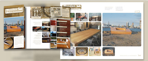 Website begleitende Printwerbemittel Wooden Art & Technology